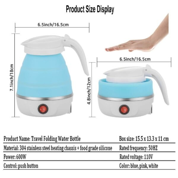 Travelling Folding Kettle Electric Silicone Foldable Water Kettles Compression Leak Proof Portable Mini Kettle - Image 2