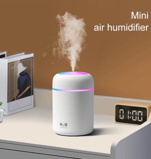 300ml Portable LED light Spray Humidifier Spray Mist Aroma Essential Oil Diffuser USB h2O Mini Car Air Humidifier